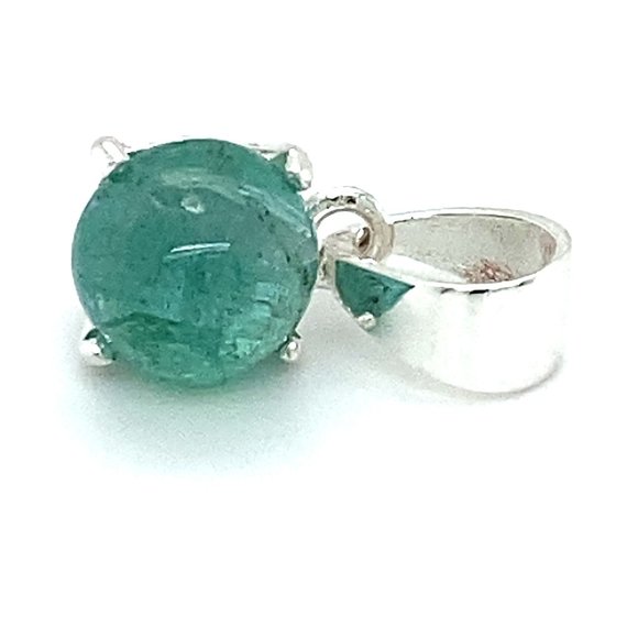 Emerald 3.04ct Platinum Solid Silver Pendant